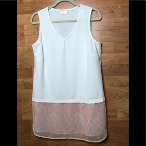 Misia Sleeveless v-neck Tunic w/blush sheer